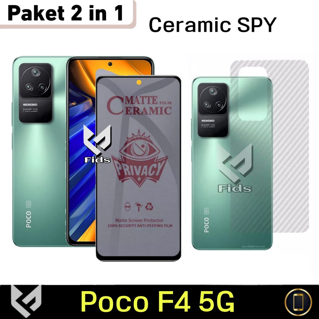 (HOT PROMO) Paket 2IN1 Screen Guard For XIAOMI POCO F4 5G Anti Gores Layar Free Skin Carbon Pleindung Body Belakang Handphone