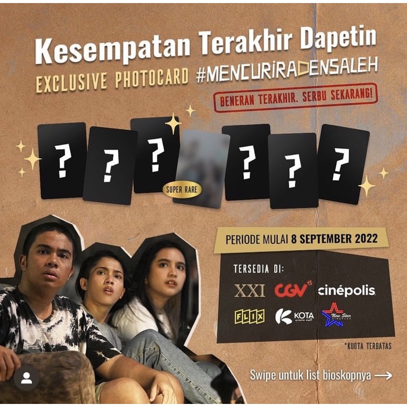 PHOTOCARD MENCURI RADEN SALEH XXI/CGV/CINEPOLIS EDISI 4