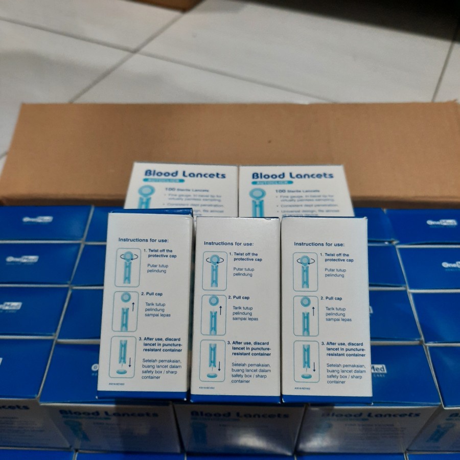 Blood Lancet Onemed 28G Jarum Lanset One Med 28 G isi 100 Jarum Bekam