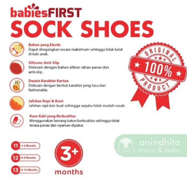 BABIESFIRST Shoe Socks Sepatu Kaos Kaki Bayi  Prewalker Booties Baby