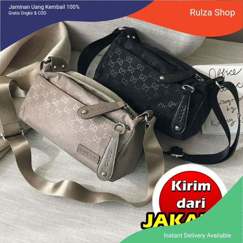 Tas Selempang Sling Bag Wanita Import Warna Hitam Khaki Coklat Merk Ouogi
