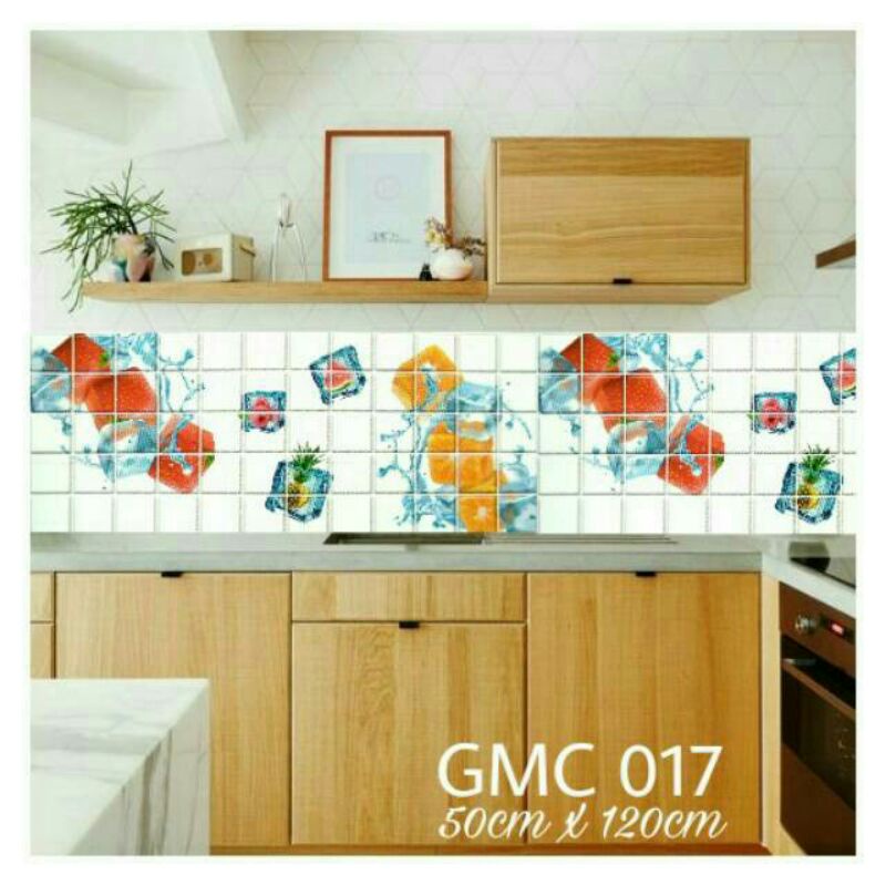 (READY SEMARANG) WALLPAPER STICKER DAPUR/TOILET MOTIF BUAH SAYUR ROLL
