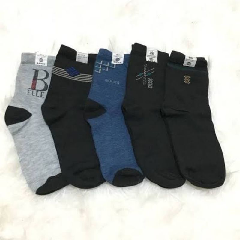 6 pasang kaos kaki mensock/casual3/4 motif pria dewasa (random)