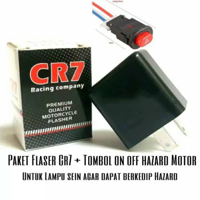 Paket Murah Flasher CR7 Flaser &amp; Tombol Saklar On Off Hazard Agar Motor Sen Dapat Berkedip