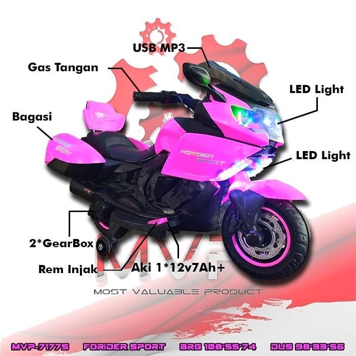Kado Anak Motor Forider Kuning Mainan Anak Motor Aki-Motor Listrik
