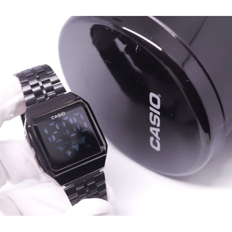 Jam Tangan Digital Pria / Wanita Casio World Touchscreen Rantai AQ87