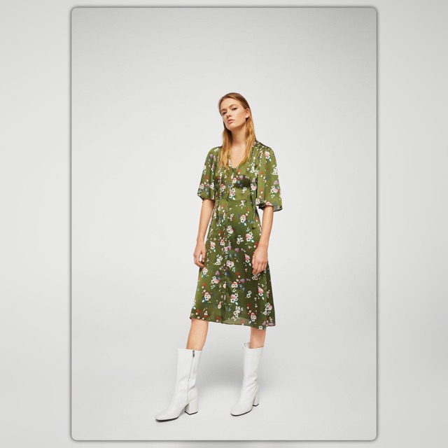 mango green floral dress