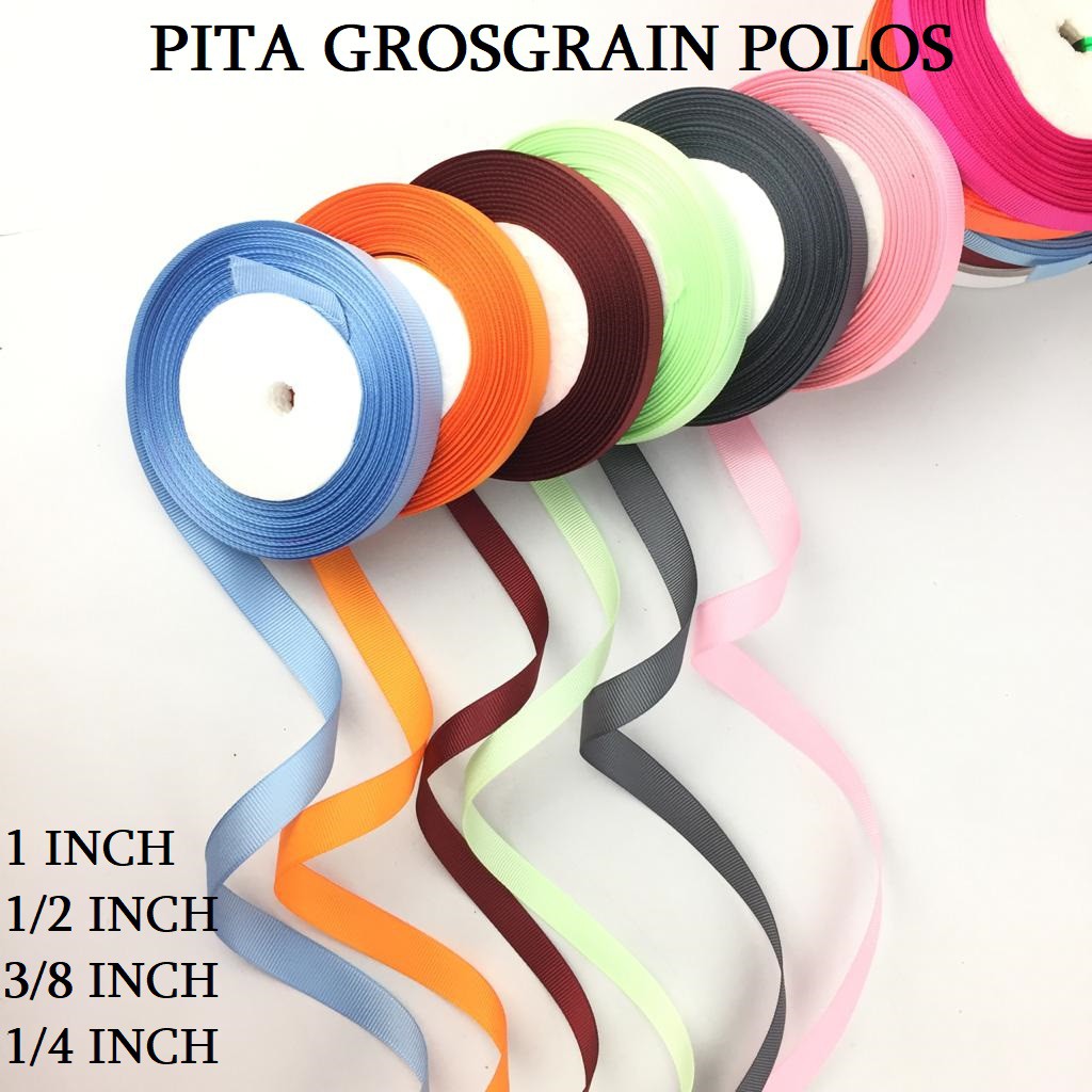 Pita Grosgrain Polos 6.35mm, 10mm, 12.5mm, 25mm Harga/roll