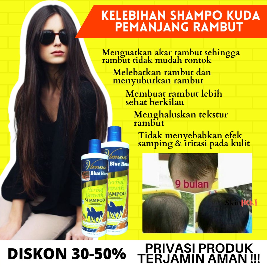 SAMPO KUDA PEMANJANG RAMBUT PENEBAL RAMBUT VIENNA BLUE HORSE HERBAL GROWTH SHAMPOO 350ML PENUMBUH RAMBUT ORIGINAL BPOM