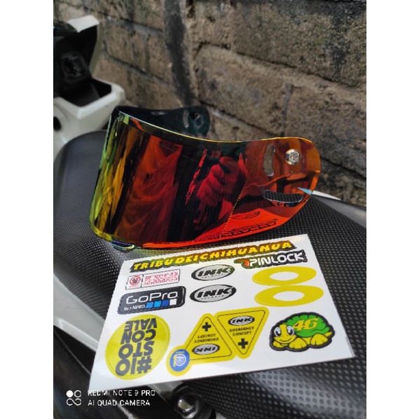 Paket Ganteng  Kaca Flat Visor Helm KYT R10 PNP INK CL - MAX Iridium Gold Silver Blue Plangi Hitam Bening Murah Kualitas Mewah