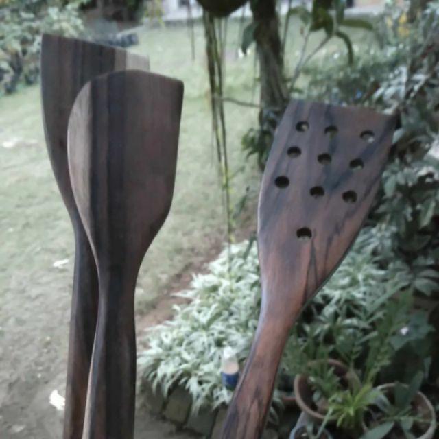 1 Set Dapat 4 Item / Set Alat Masak Kayu / Sutil / Sodet / Solet Kayu / Spatula Kayu Sonokeling Sono