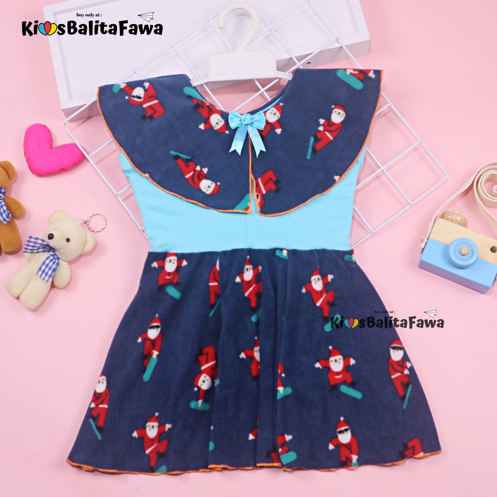 (BAHAN BLUDRU) Dress Yolla size 1-2 Tahun / Dres Cape Anak Perempuan Murah Baju Kensi Cewek Natal