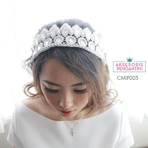 [BISA COD] AKSESORIS PENGANTIN HAIRBAND MAHKOTA WEDDING CROWN CMP003