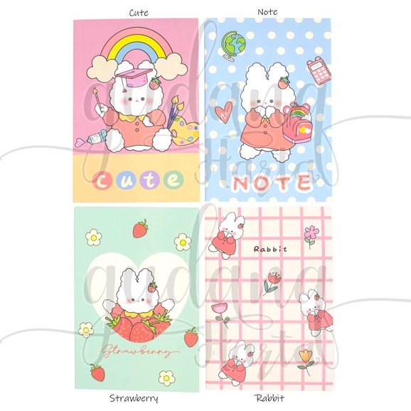 Notebook A5 Strawberry Rabbit Buku Tulis Motif Kleinci Buah GH 308632