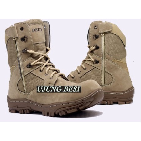 Safety Boots Delta Cordura High USA 8 INCHI Ujung Besi Army Tactical - Cream / Bisa Bayar Di Tempat