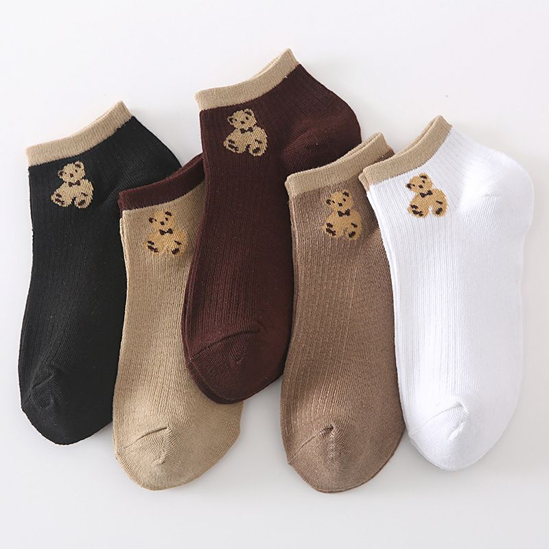 [littlecrab] Kaos Kaki Teddy Bear Pendek Coklat Hitam Putih Moka Cream Cute Bear Women Socks Kaos Kaki Beruang Lucu Berkualitas Kaos Kaki Soft Lembut High Quality Korean Style