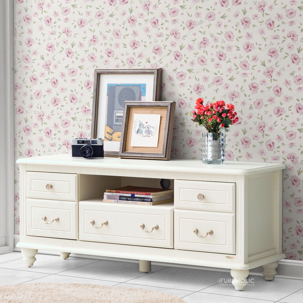 IFURNHOLIC Amandla TV Cabinet I Meja TV Klasik I Rak TV Kayu - 110x34x45 cm