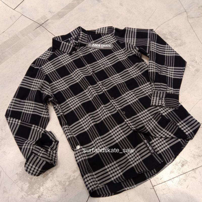 Kemeja Flanel Juice Ematic Pria Amos Black ALL