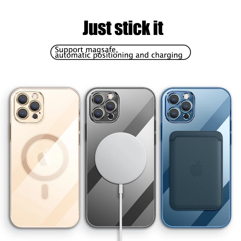 Casing Ponsel Persegi Mewah Untuk iPhone 13 Pro Max 12 Pro Max 11 Pro Max phone back cover magsafe wireless charging electroplating cover