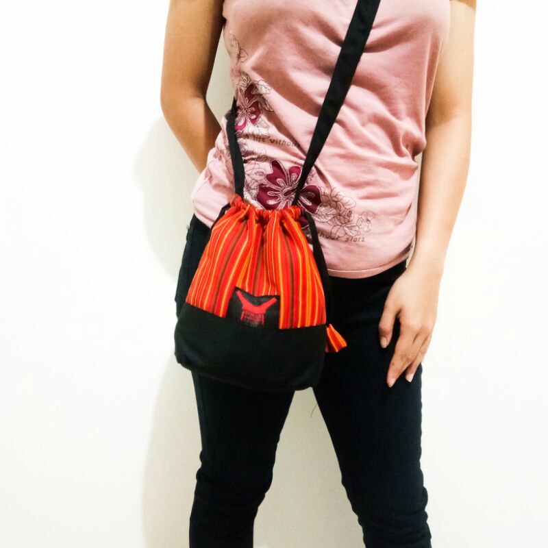 Tas selempang mini, tas selempang serut Toraja, sepu', tas tenun etnik, tas cowok/cewek, tas HP
