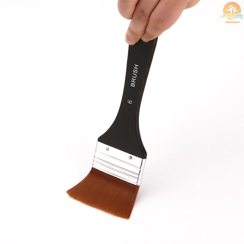 1pc Professional Flat Paint Brush Nylon Trim Art Paintbrush Wooden Handle for Gesso Stains Glues Varnishes Paint Acrylic Oil Gouache Watercolor Wall Painting Furniture Household Clean