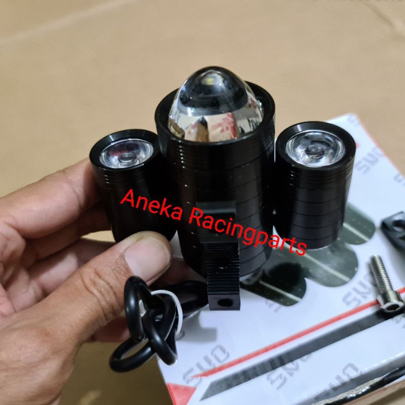 lampu sorot 3 mata universal motor 3 mode kedip terang redup / lampu tembak 3 mata