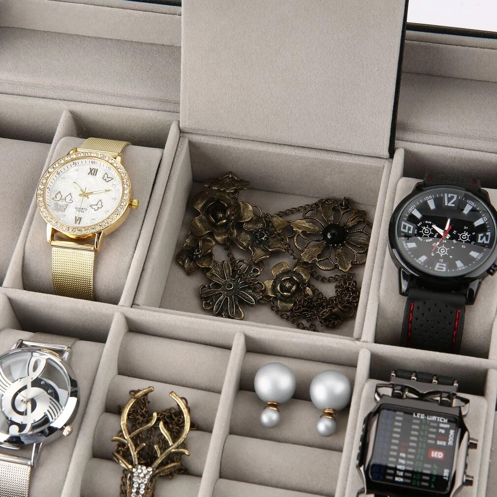 Watch Box Organizer 8 Slot + Kotak Perhiasan / PROMO Kotak Tempat Jam Tangan isi 8 Dan Aksesoris + Kunci