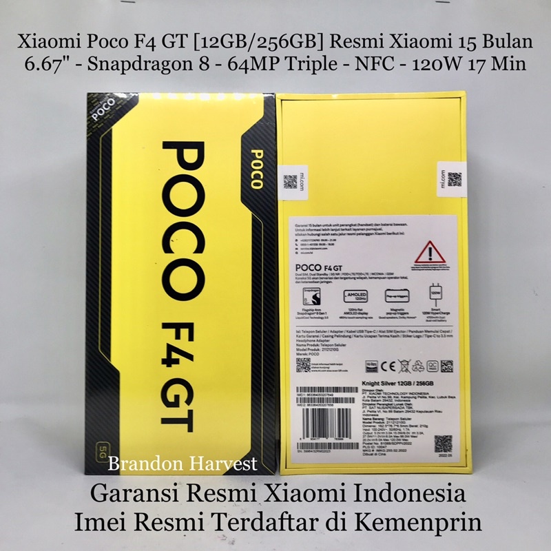 Xiaomi Poco F4 GT [12GB+256GB] Snapdragon 8 | 64MP Triple Camera | 6.68&quot; AMOLED | Li-Po 4700mAh | Garansi Resmi Xiaomi 15 Bulan