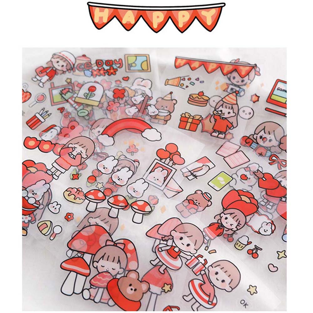 Lanfy 100pcs / Set Stiker Motif Kartun Kelinci Anti Air Untuk Dekorasi Scrapbook / Agenda