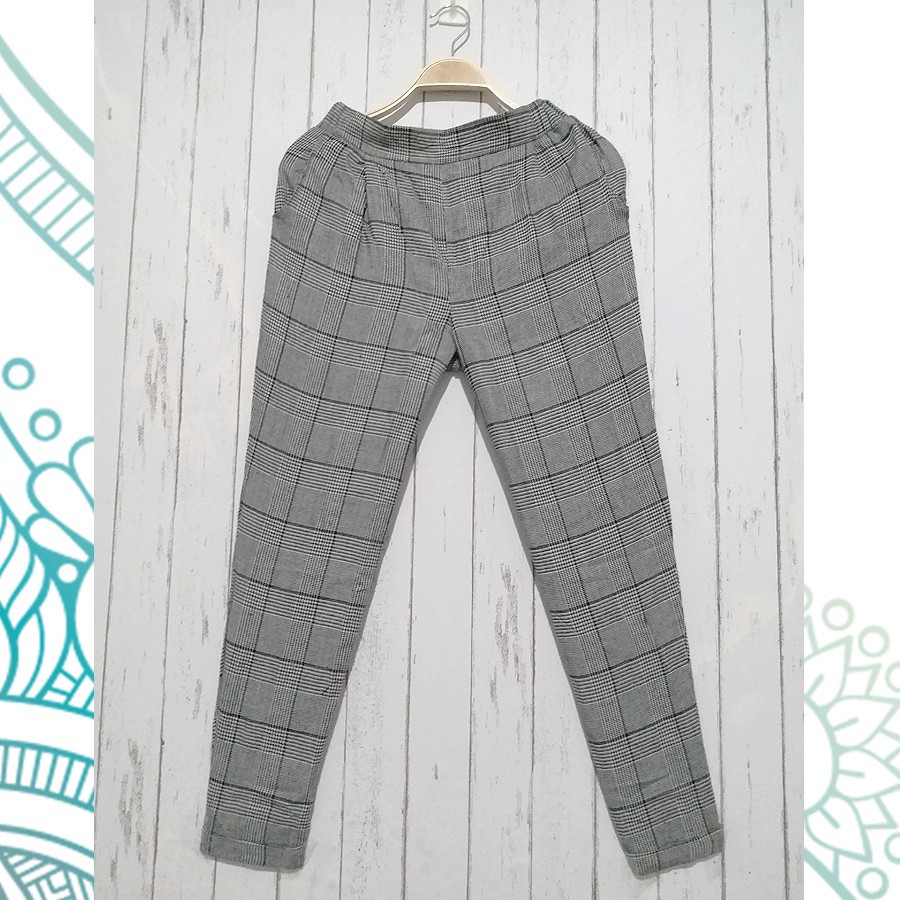 Cyc  ARZ Tartan Pants Black Celana Baggy Wanita Flanel Premium Tartan Kotak-Kotak Fashion Casual