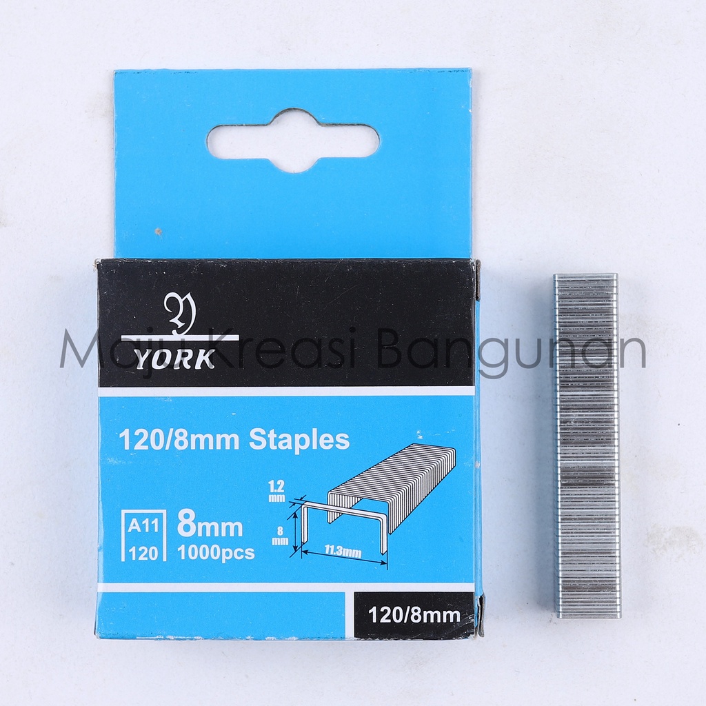 Isi Ulang Staple Gun 8mm 1000pcs Refill Pistol Tembak Staples Stapler Jok Kulit Hekter Heckter Tacker York 1000 Buah Pcs