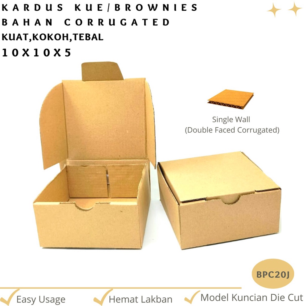 Kardus Kue 10x10x5 Corrugated Die Cut E-flute (BPC20J)