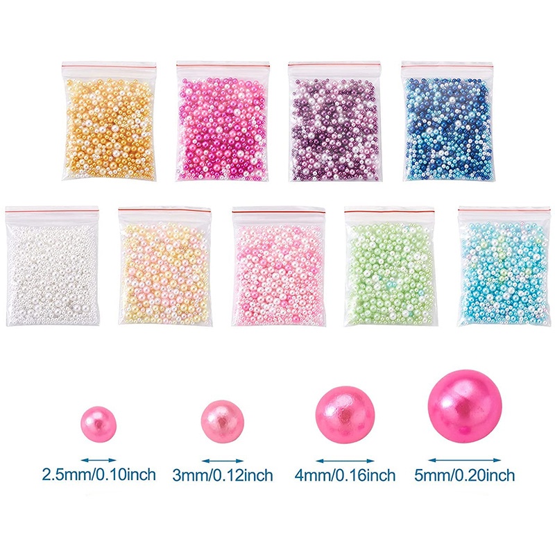 1pc Manik-Manik Mutiara Imitasi Bahan Resin Tanpa Lubang Warna-Warni Untuk Dekorasi Nail Art