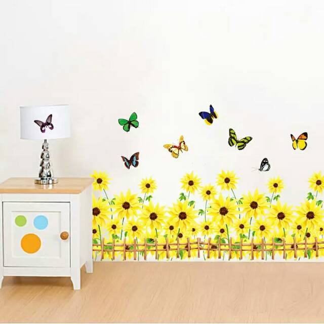 RELIZA WALL STICKER / STIKER DINDING BUNGA MATAHARI RUMPUT PAGAR SUN FLOWERS JM8277