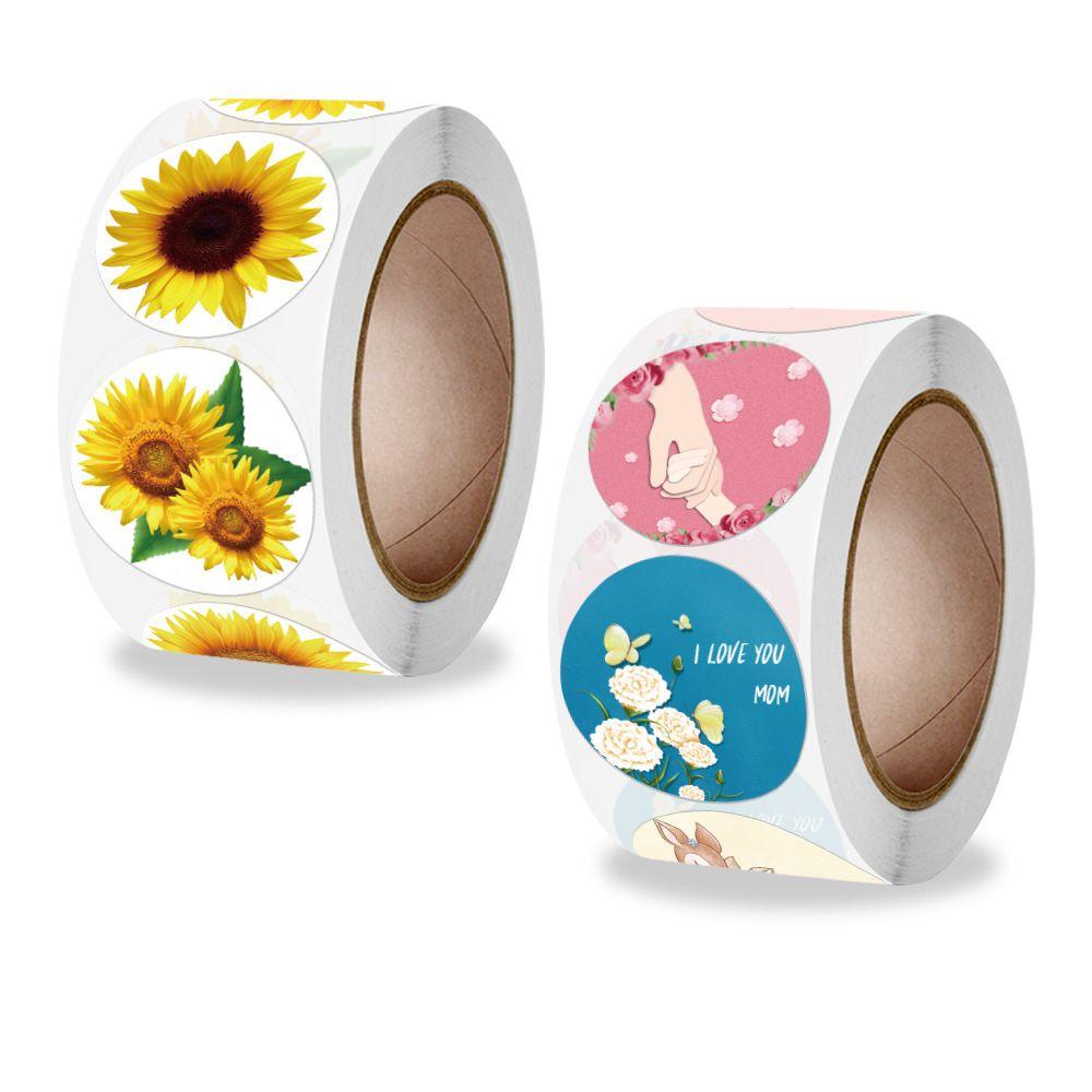 R-flower 500pcs Mother's Day Sticker Pesta Hadiah Ulang Tahun Kemasan Self-adhesive Round Mom Labels Sticker