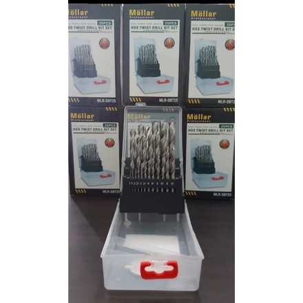 mata bor besi set 25 pcs 1-13 mm drill set mollar