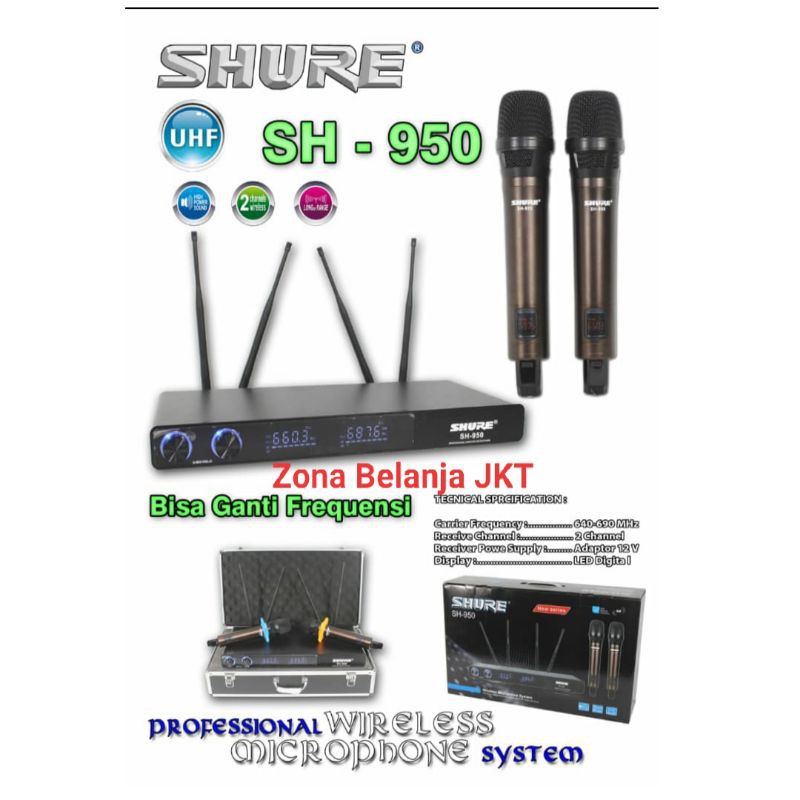 Microphone - Mic Wirelles SHURE SH-950 Dual Handle Vocal Dynamic