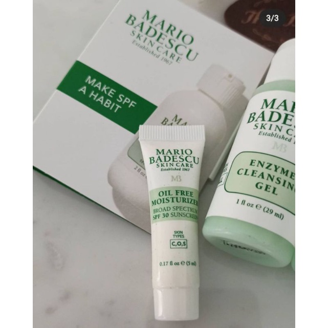 MARIO BADESCU CUCUMBER CLEANSING LOTION , ENZYME CLEANSING GEL &amp; OIL FREE MOISTURIZER SET