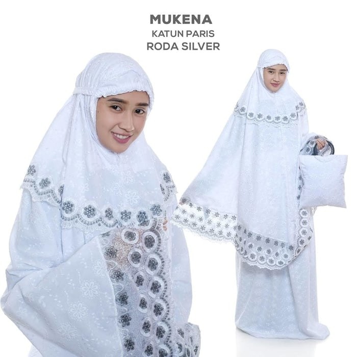 SALE Mukena Katun Paris Dewasa Roda Silver Telekung Rukuh Pernikahan Cantik Limitid edition