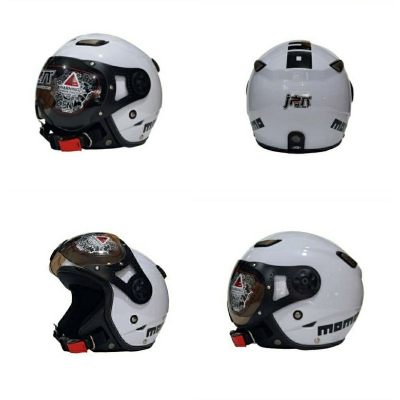 Helm JPN MOMO Putih Gloss (Retro Bogo Klasik Classic Vespa) / HELM PILOT JPN MOMO PUTIH / HELM RETRO