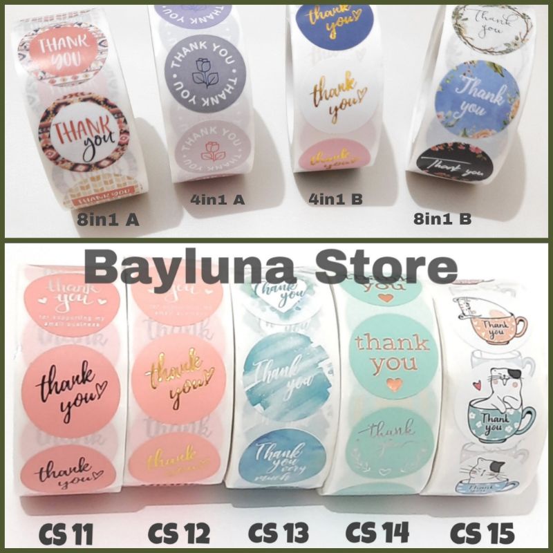 500pcs (1roll), 2.5cm (1inch) Cute Thank You Stiker Pastel Colour Label OL Shop multiple designs in 1 roll