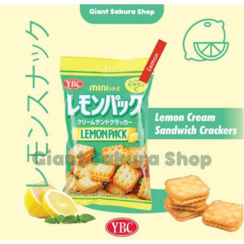 

YBC Lemon Cream Sandwich Crackers Pack Mini 45gr / biskuit non halal / biskuit Jepang / biskuit