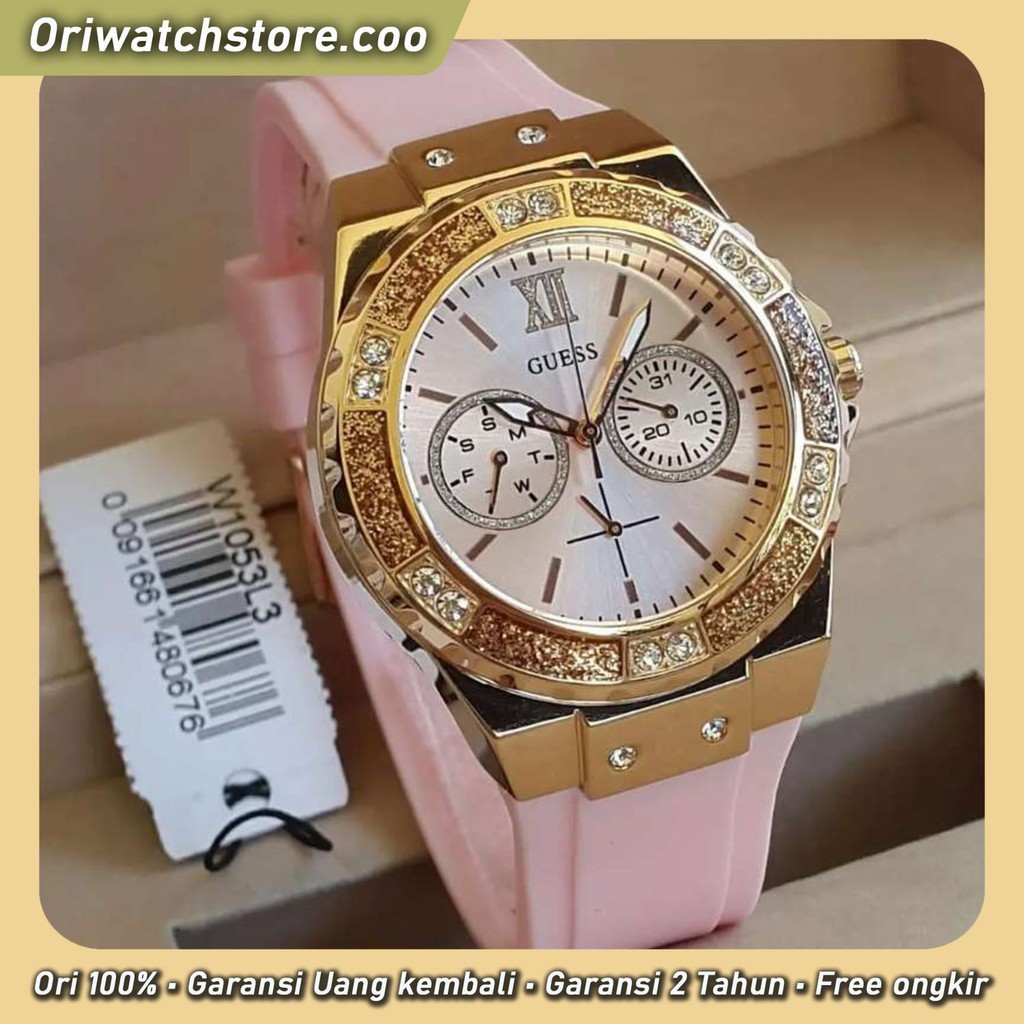 TERLARIS GUESS ORIGINAL GARANSI JAM TANGAN WANITA LIMELIGHT W1053L3 MULTIFUNCTION