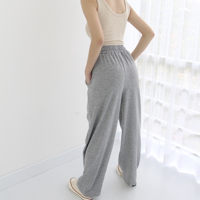 BAE PANTS / Celana Highwaist Kulot Panjang Wanita / Loose Cullote Pants / Baby Terry Trousers