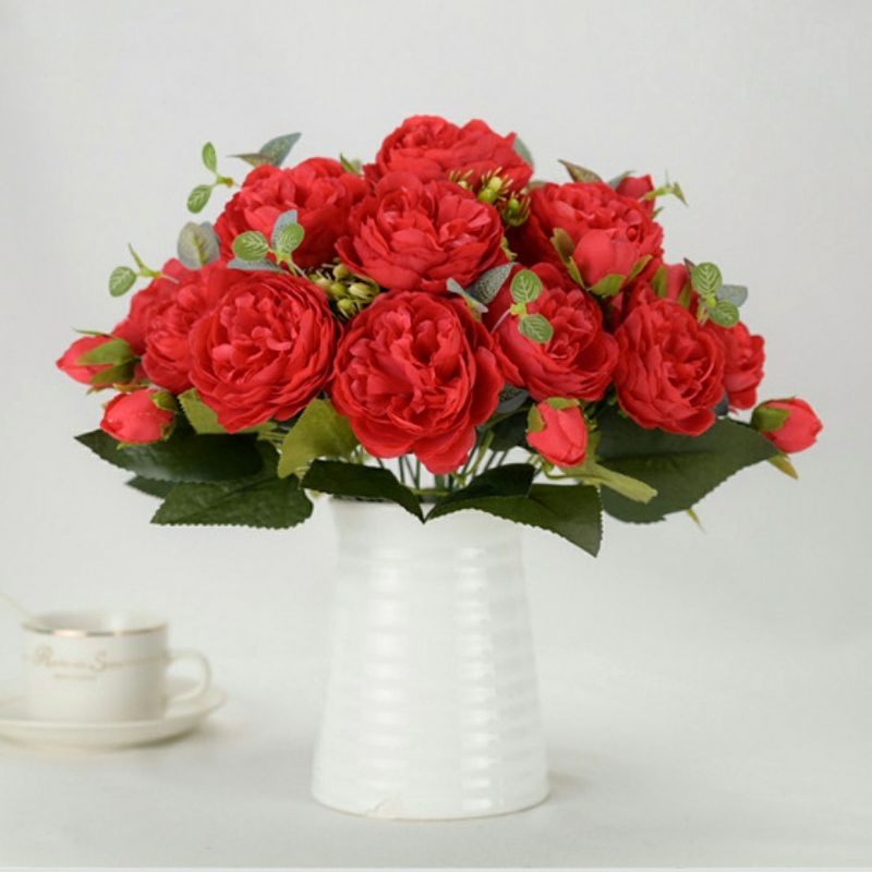 AF56 Bunga Mawar Peony Artificial Flower Bouquet Rose Wedding Decoration