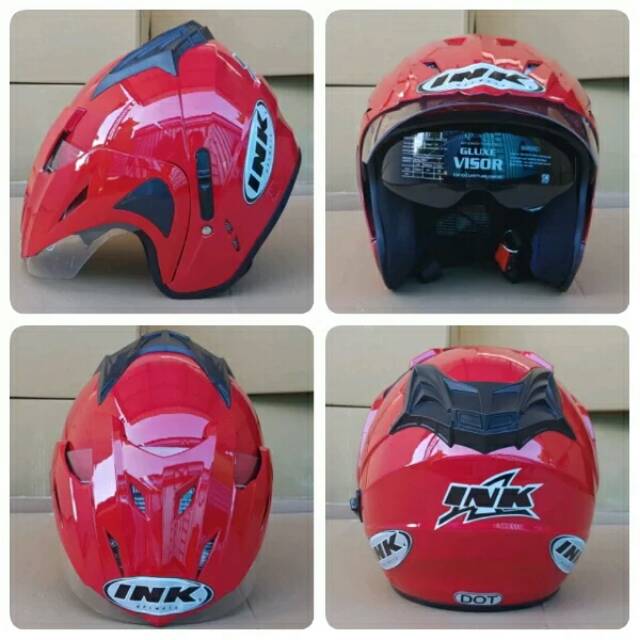 HELM MODEL T1 DOUBLE VISOR MERAH FERARRY