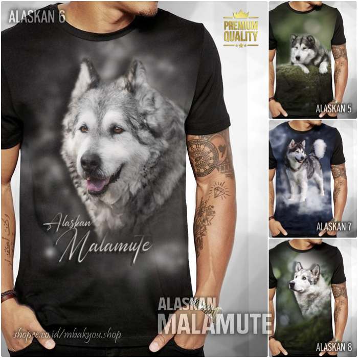 Kaos ALASKAN MALAMUTE Tshirt Doggy Gambar Anjing Distro Kaos Dewasa dan Anak Animal Puppy Dog Lover