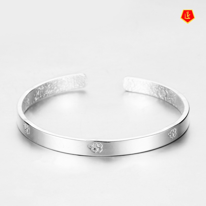 [Ready Stock]Lucky Four-Leaf Clover 925 Silver Bracelet