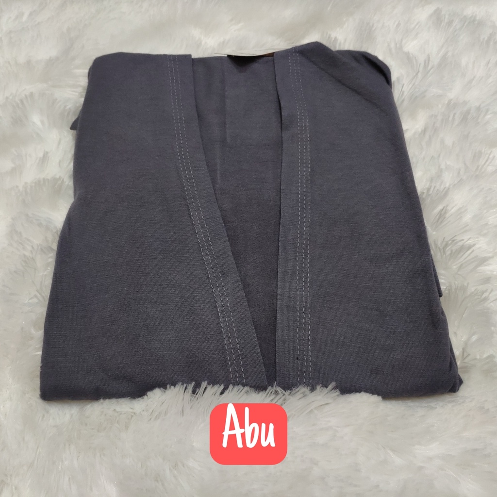 Outer Cardigan Spandek Rayon Polos Wanita Jumbo Premium Terbaru Size XL-L4 Adem Halus-Abu