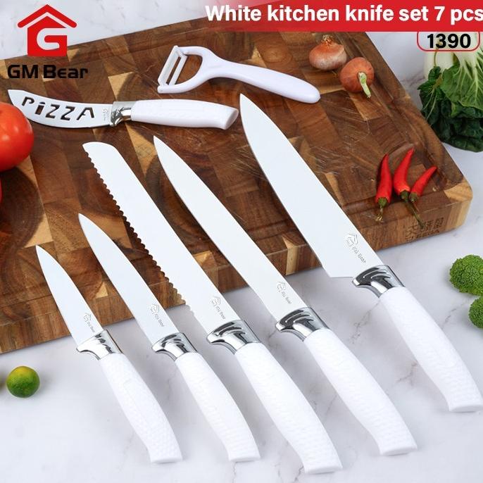 

Gm Bear Pisau Dapur Set Isi 7Pcs 1390-Kitchen Knife Set White Marfazizi